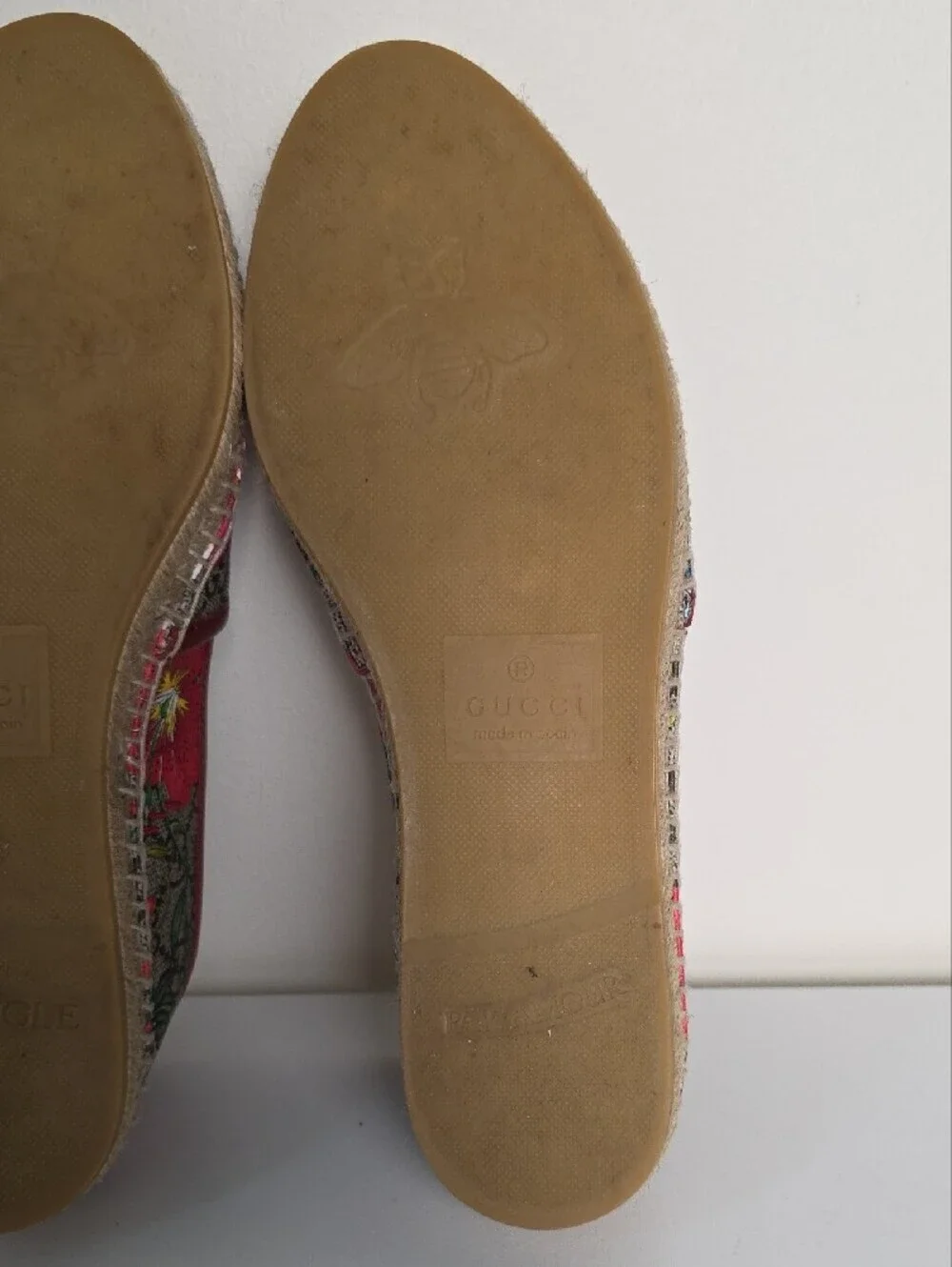 Gucci GG Floral Canvas Espadrilles - Red, Yellow, Purple, Green. Size 37 1/2